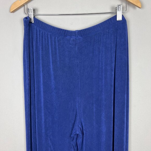 Chicos 3 Travelers Pants Womens XL Blue Slinky Cropped Pull On Stretch Wide Leg - Picture 9 of 11